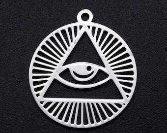 2 x all-seeing eye roestvrijstalen bedel/hanger geschikt voor het maken van sieraden, oorbellen, armbandbedels of kettinghangers