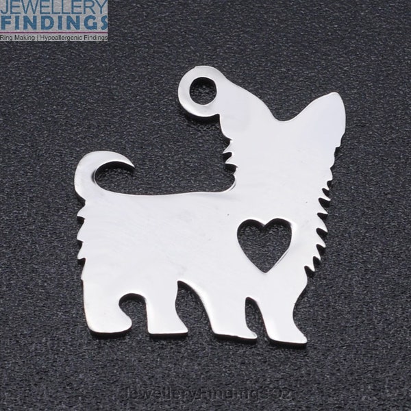 5 x Scotty Dog Stainless Steel Pendant or Charm - perfect for earring findings, charms or pendants