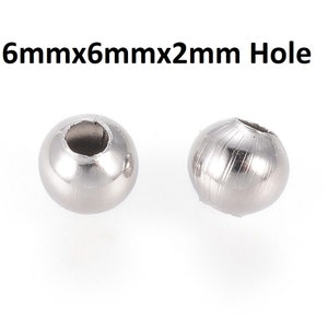 30 x 6mmx6mm Stainless Steel Beads with a 2mm diameter hole