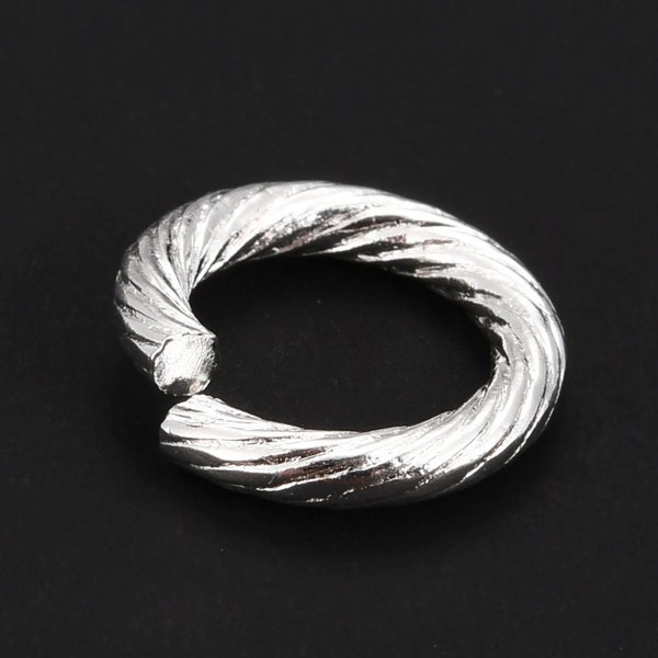 10x12mmx2mm Twisted Silver Plated 304 Stainless Steel Jump Rings with a 8mm inner diameter