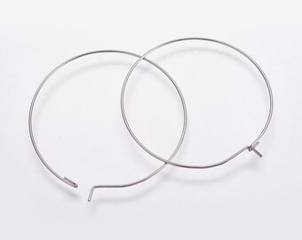 15 Pairs (30 earrings) 40mm Hypoallergenic 316 Stainless Steel Hoop Earrings