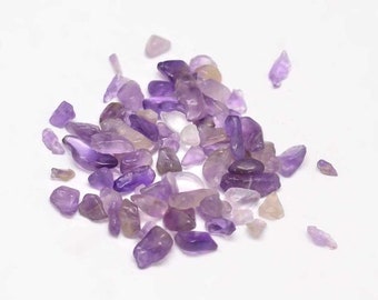 50 grams of Natural Purple Amethyst Gemstone Chips / Beads - perfect for resin art, ring making and craft
