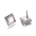 5 Pairs (10 pieces) 13.5mmx13.5mm Rhombus Shaped Stainless Coloured Stainless Steel Stud Earring Findings with Hole and earnuts product logo