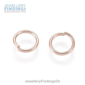 50x8mmx1mm 304 Edelstahl RoseGold vergoldet vergoldet offene Sprungringe mit einem 6mm Innendurchmesser