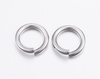 50+ 11mmx2mm Stainless Steel Heavy Duty Open Jump Rings met een 7mm binnendiameter