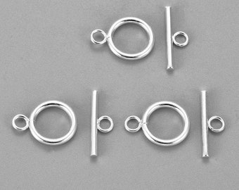 10  x Ring Toggle Clasps 304 Stainless Steel - Silver plated - Hypoallergenic