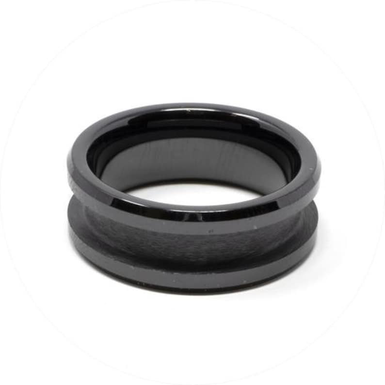 4mm Black Ceramic Ring Blank  Core with 2mm channel suitable for ring inlays