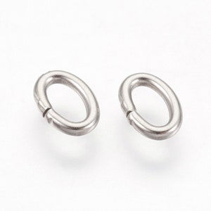 100+ anéis de salto ovais abertos de aço inoxidável de 6 mm x 4 mm x 1 mm com diâmetro interno de 4 mm x 2 mm