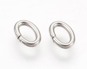 100+ 6mmx4mmx1mm Stainless Steel Open Oval Jump Rings with a 4mmx2mm inner diameter