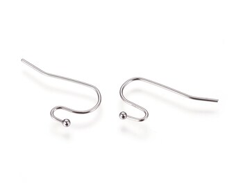 10 Pairs (20 Pieces)  22.3mm Stainless Steel Hypoallergenic Earring Hooks, Ear Wires