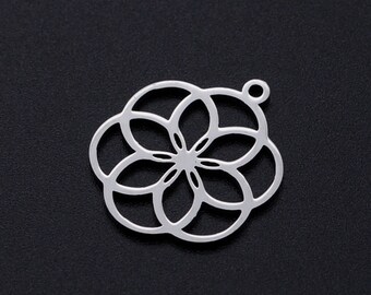 5 x Stainless Filigree Seed Of Life / Sacred Geometry Charm or pendant  - perfect for earring findings, charms or pendants