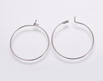 15 Pairs (30 earrings) 25mm Hypoallergenic 316 Stainless Steel Hoop Earrings