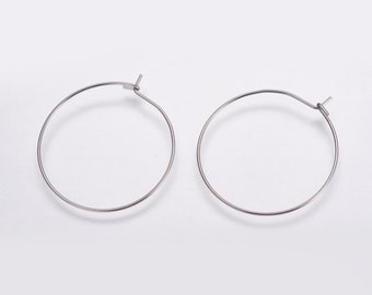 15 paren (30 oorbellen) 30mm Hypoallergeen 316 Stainless Steel Hoop Oorbellen