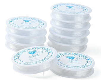 75 m x transparant elastisch kristaldraad voor het maken van kralensieraden, 0,8 mm (7,5 m) / rol (10 rollen)