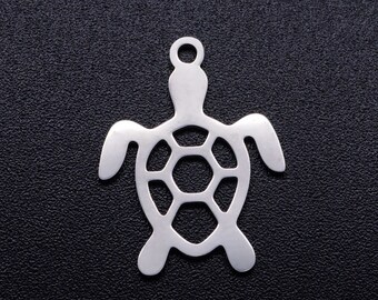 5 x Stainless Steel Turtle Shaped Charm, turtle pendants,  Earring Findings, Charms, Pendant