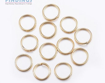 100x7mmx0.8mm 304 Stainless Steel Gold Toned Open Jump Rings with a 6.4mm inner diameter