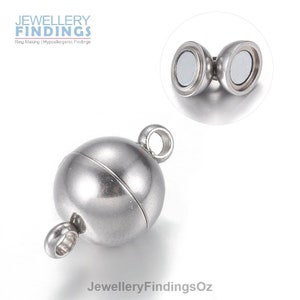 2 x 8mm stainless steel magnetic clasps suitable for jewellery clasps including bracelets joiners
