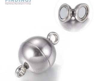 2 x 8mm stainless steel magnetic clasps suitable for jewellery clasps including bracelets joiners