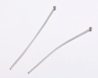 100 x 40mm x  2mm Ball Head Pin - Stainless Steel