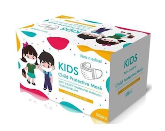 Kids Face Mask 50 Ct Box  ( 5 Colors )