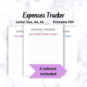 Printable PDF Expenses Tracker, Goal Tracker, Spending Tracker ...
