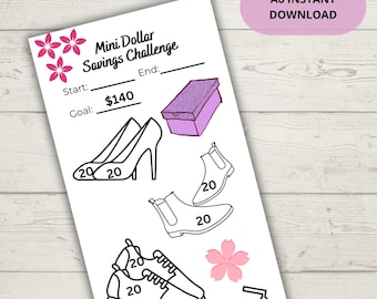 Shoe Fund Savings Challenge Printable, Mini Savings Tracker PDF, Beginner Budget Binder Insert, A6 Cash Envelope