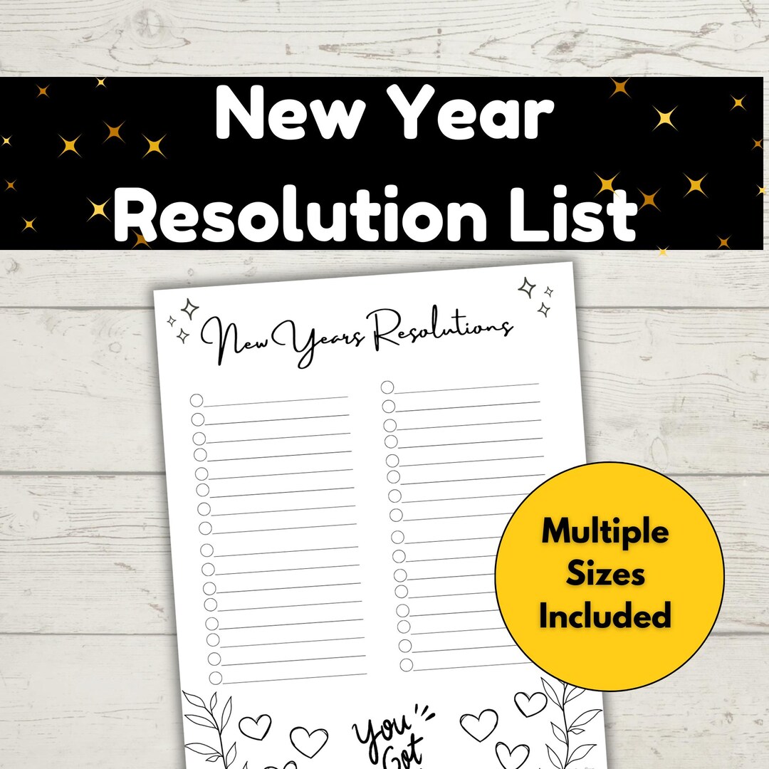 2026 New Year Goals Planner Page, Resolution List Printable, Goal ...