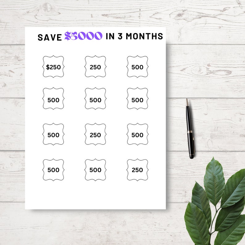 5K Savings Challenge Printable Worksheet Template, Savings Goal Tracker ...