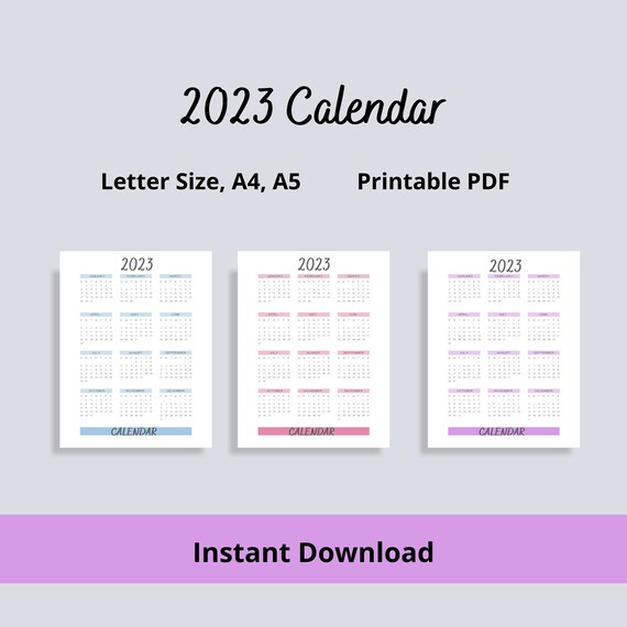 Printable 2023 Calendar Desk Calendar Wall Calendar - Etsy