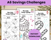 Mini Savings Challenge bundle printable, A6 Savings fund Tracker Template, budget binder inserts, cash envelope sinking funds insert set
