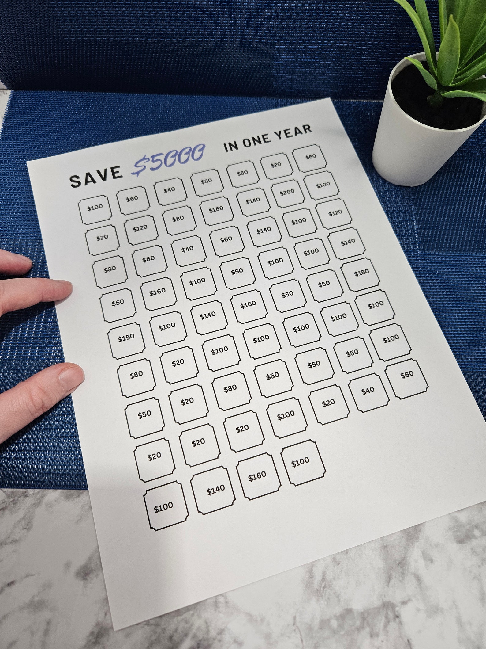 5K Savings Challenge Printable Worksheet Template, Savings Goal Tracker ...