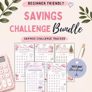 A6 Savings Challenge Book Printable, Sinking Fund Tracker Bundle, Budget Binder Insert PDF