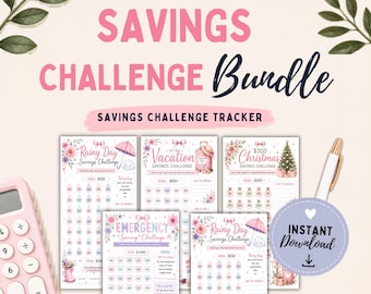 A6 Savings Challenge Book Printable, Sinking Fund Tracker Bundle, Budget Binder Insert PDF