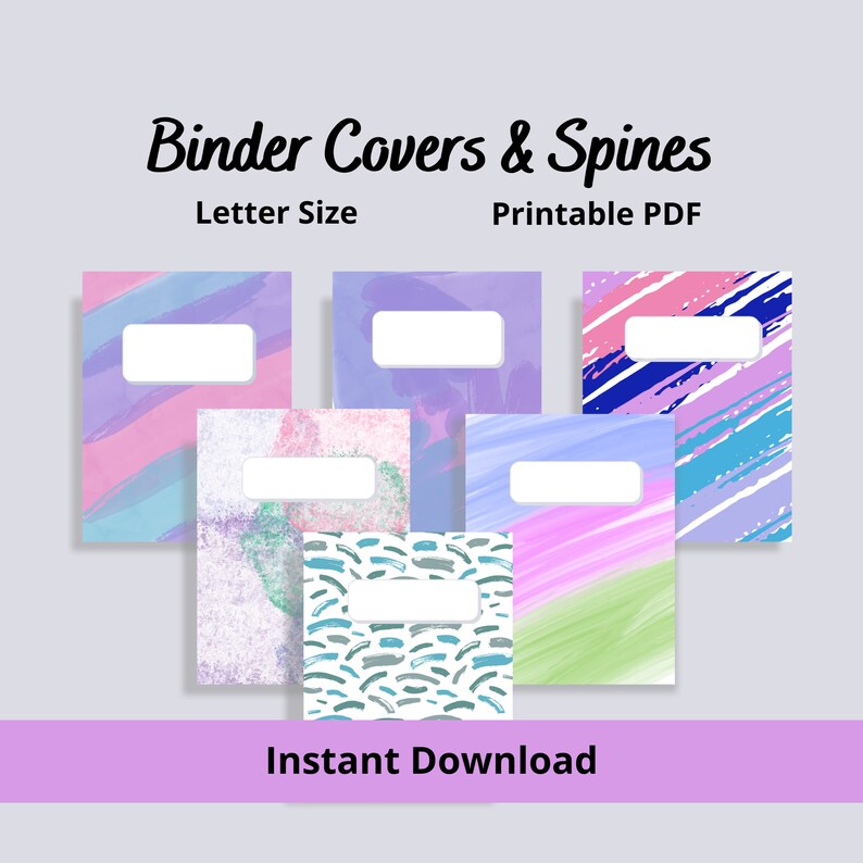 Printable PDF Binder Covers Fronts Backs Spines Student Etsy