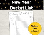 2026 New Year's Resolution List Printable, 2026 Bucket List Planner Page, A5 Journal Insert