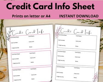 Credit Card Tracker Printable, Budget Binder Insert, Personal Finance Organizer, Debt Tracker PDF, Money Management Printable