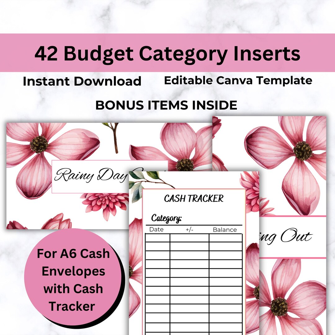 Budget Binder Category Insert Label Dashboard, Cash Envelope Stuffing ...