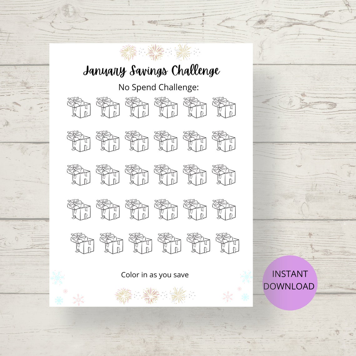 January No Spend Challenge Printable Christmas Savings Challenge ...