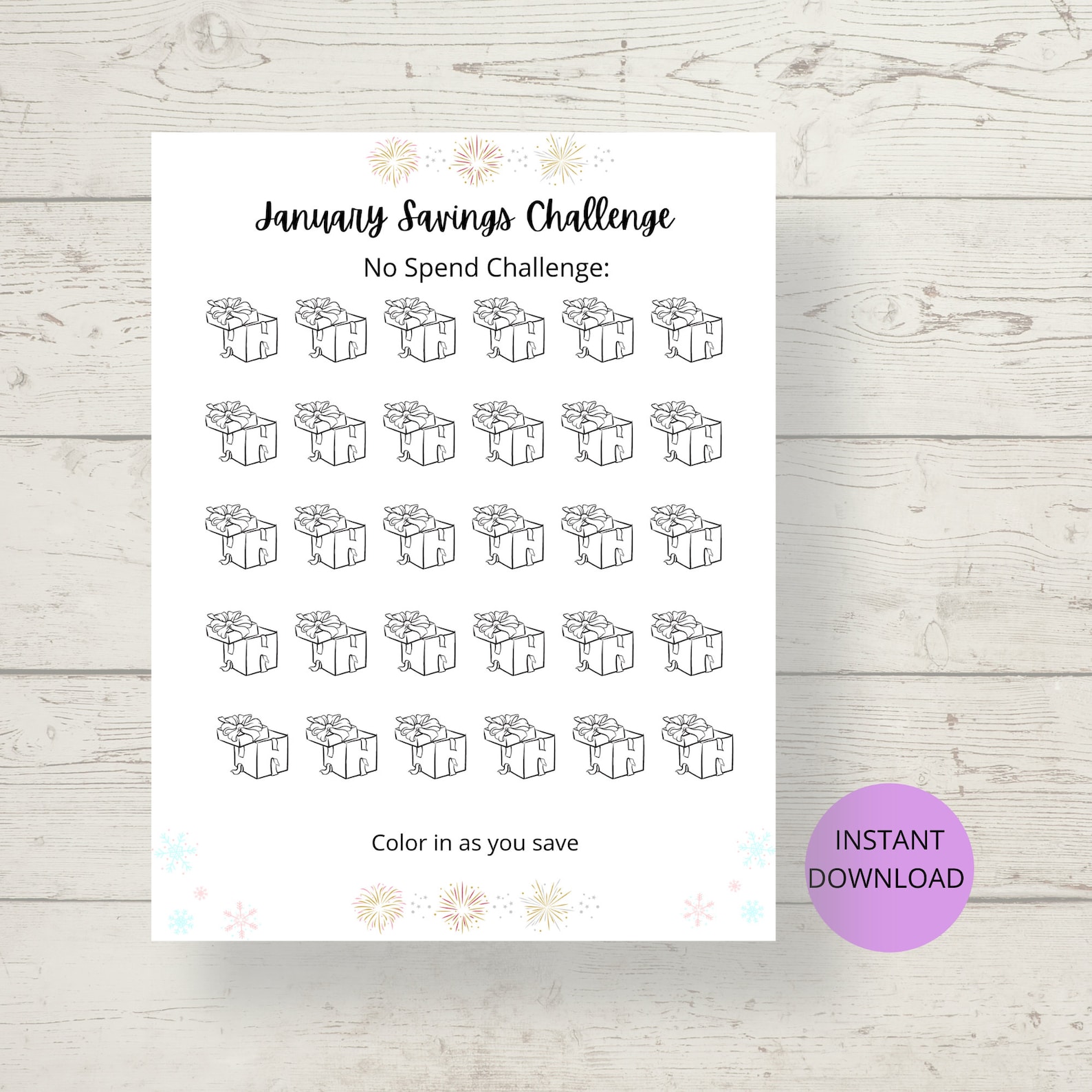 January No Spend Challenge Printable Christmas Savings Challenge ...
