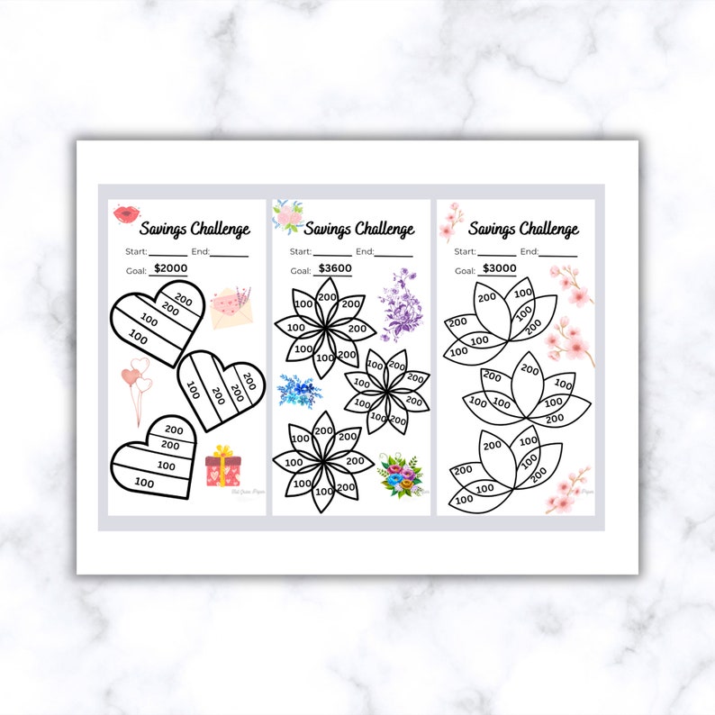 A6 Mini Savings Challenge Bundle Printable, Savings Goal Worksheet ...