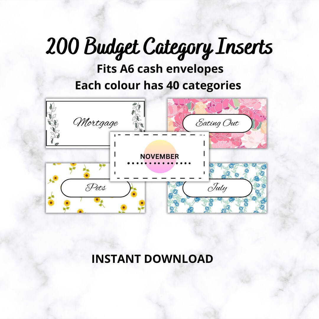 200 Budget Binder Category Inserts Printable, DIY Budget Binder ...