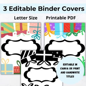 3 Binder Cover and Spines, Editable Canva Template DIY planner, Gift Box Pettern, Classroom Decor, Christmas Binder, Planner Cover Printable
