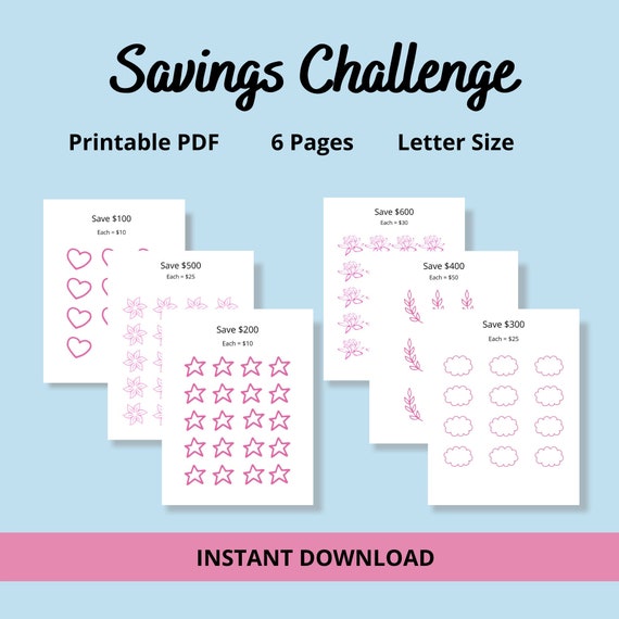 Printable PDF Savings Challenge Savings Goal Worksheet - Etsy