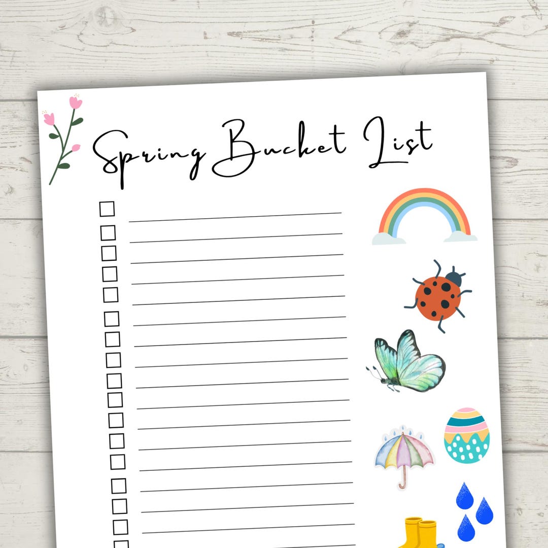 Spring List Printable Spring Bucket List Printable, Seasonal Activity Planner, Family Binder ...