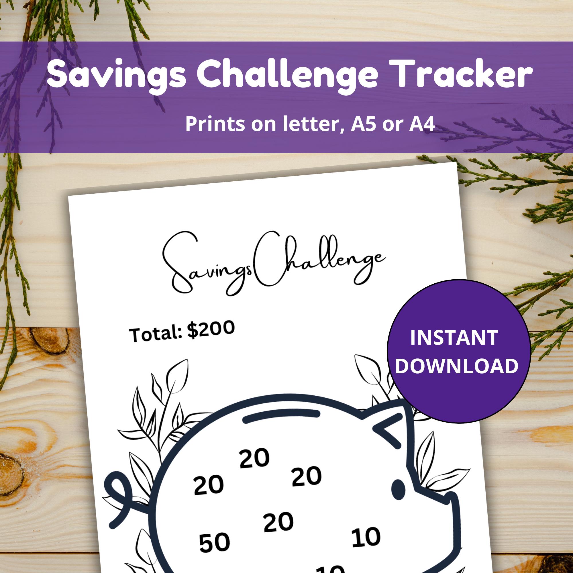 Piggy Bank Savings Challenge Printable, Savings Goal Tracker Template ...