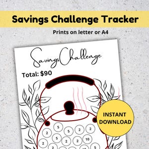 Tea Pot Savings Challenge Printable PDF, Savings Goal Tracker Template, budget binder insert, cash funds Tracker, financial planner Page