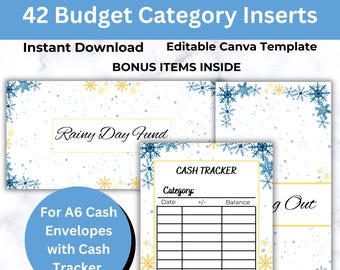 Budget Binder Category Insert Label Dashboard, cash envelope stuffing, budget Binder, sinking fund, A6 cash tracker, editable Canva template