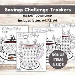 Low Income Savings Challenge Printable, Mini Savings Tracker, Budget Binder Insert, Coffee Budget sheet