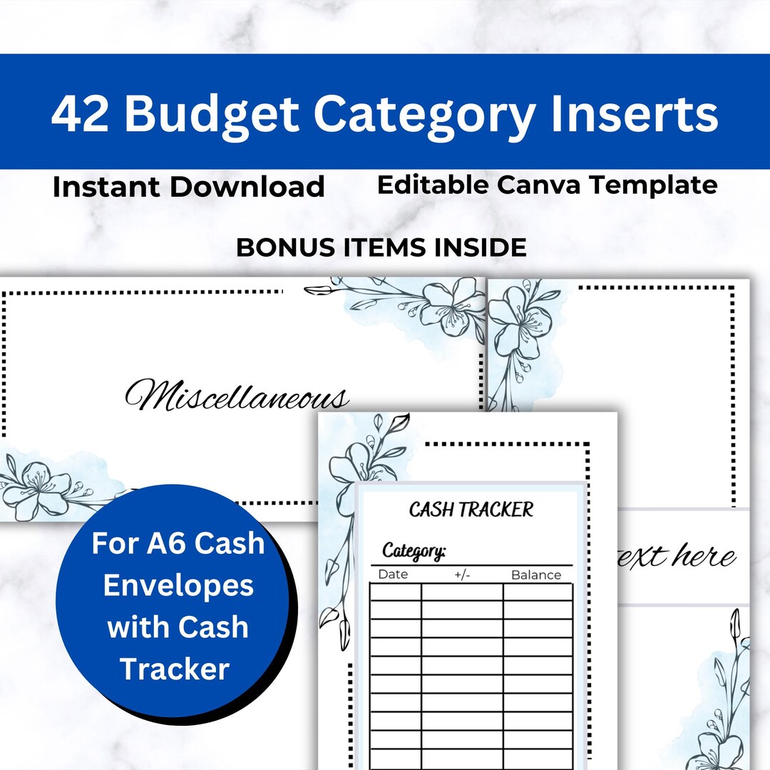 Budget Binder Category Insert Label Dashboard, Cash Envelope Stuffing ...
