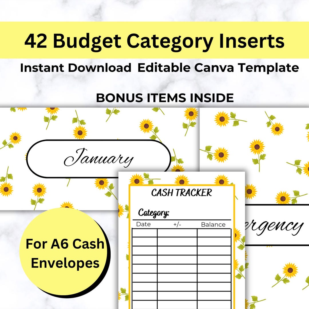Budget Binder Category Insert Label Dashboard, Cash Envelope Stuffing ...